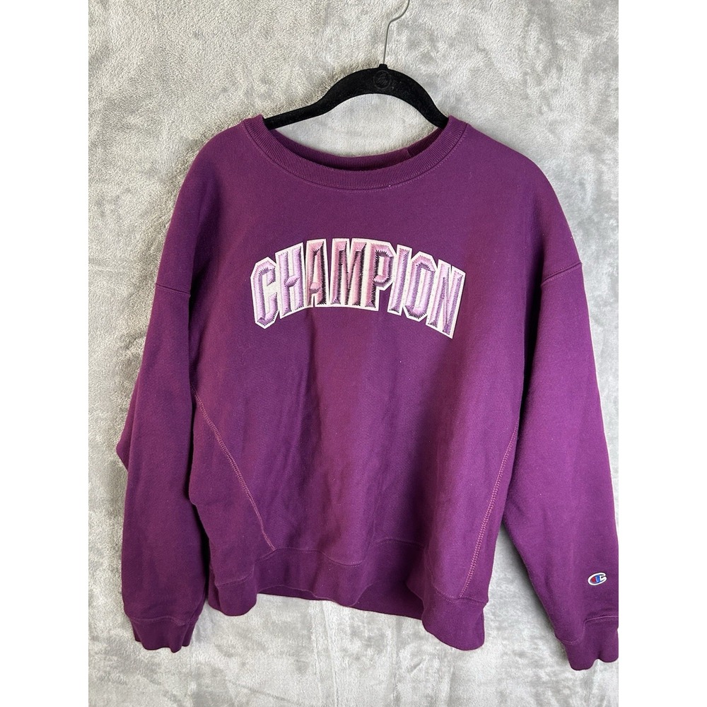 Champion Women's XL Maroon Embroidered Spellout Logo Sweatshirt